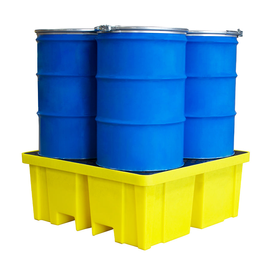 BP4XL 4Drum Spill Pallet with Extra Capacity Sump & Removable Grids - Suitable for 4 x 205 Litre Drums Spill Pallet > Drum Spill Pallet > Spill Containment > Spill Control > Romold > One Stop For Safety   