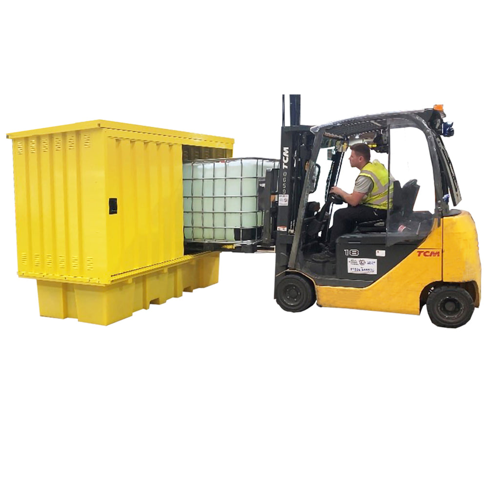 BB2HCS Hard Covered Drum Spill Pallet with Lockable Doors - Suitable for 8 x 205ltr Drums or 2 x 1000ltr IBC Spill Pallet > Covered Spill Pallet Bunds > Spill Containment > Spill Control > Romold > One Stop For Safety    