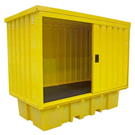 BB2HCS Hard Covered Drum Spill Pallet with Lockable Doors - Suitable for 8 x 205ltr Drums or 2 x 1000ltr IBC Spill Pallet > Covered Spill Pallet Bunds > Spill Containment > Spill Control > Romold > One Stop For Safety    