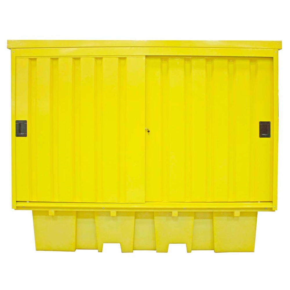 BB2HCS Hard Covered Drum Spill Pallet with Lockable Doors - Suitable for 8 x 205ltr Drums or 2 x 1000ltr IBC Spill Pallet > Covered Spill Pallet Bunds > Spill Containment > Spill Control > Romold > One Stop For Safety    