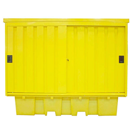 BB2HCS Hard Covered Drum Spill Pallet with Lockable Doors - Suitable for 8 x 205ltr Drums or 2 x 1000ltr IBC Spill Pallet > Covered Spill Pallet Bunds > Spill Containment > Spill Control > Romold > One Stop For Safety   