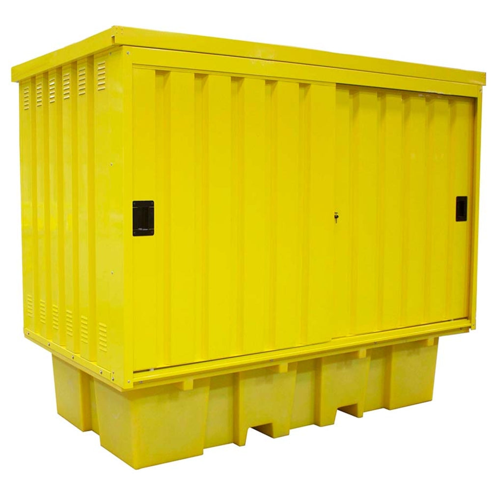 BB2HCS Hard Covered Drum Spill Pallet with Lockable Doors - Suitable for 8 x 205ltr Drums or 2 x 1000ltr IBC Spill Pallet > Covered Spill Pallet Bunds > Spill Containment > Spill Control > Romold > One Stop For Safety    