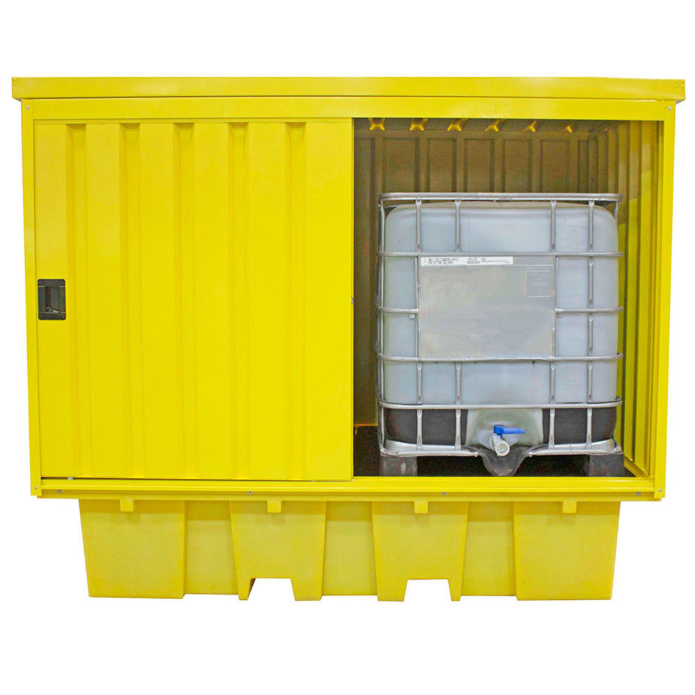 BB2HCS Hard Covered Drum Spill Pallet with Lockable Doors - Suitable for 8 x 205ltr Drums or 2 x 1000ltr IBC Spill Pallet > Covered Spill Pallet Bunds > Spill Containment > Spill Control > Romold > One Stop For Safety   