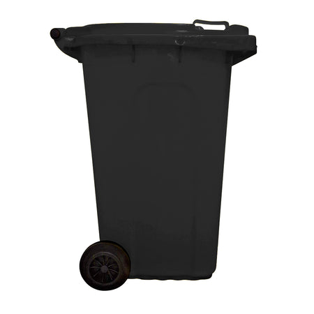 120 Litre Wheelie Bin with 2 Fitted Wheels & Handle Lid in Black Cleaning > Hygiene > Maintenance > Janitorial > Wheelie Bins One Stop For Safety   