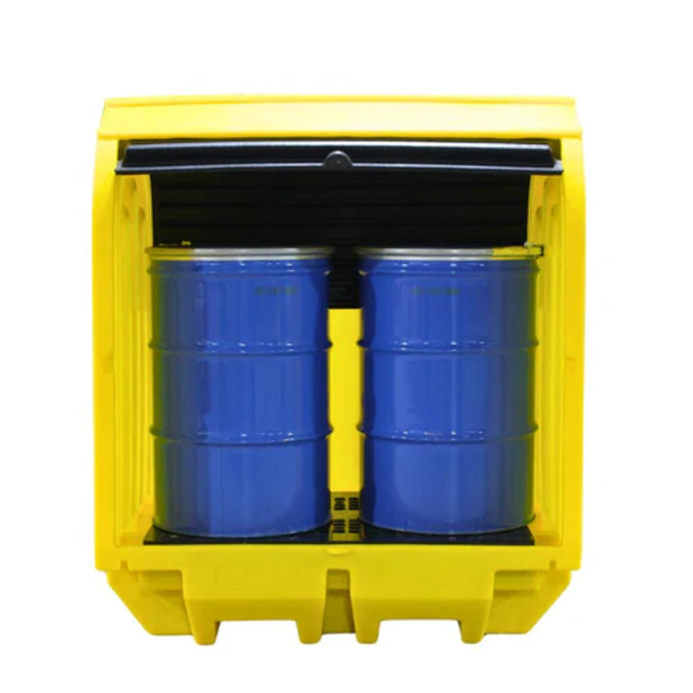 BP2HC Hard Covered Drum Spill Pallet with Lockable Roller Shutter Door Spill Pallet > Covered Spill Pallet Bunds > Spill Containment > Spill Control > Romold > One Stop For Safety    