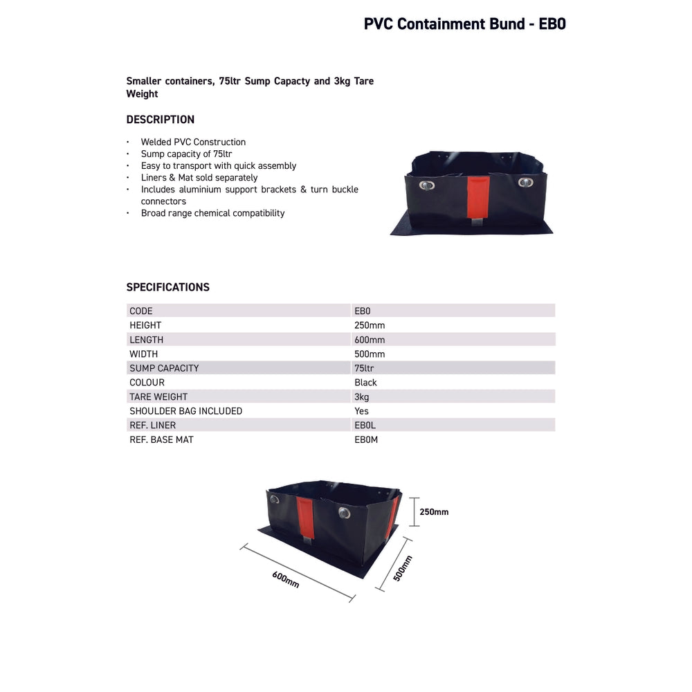 EB0 Portable Collapsible Containment Bund  - 600x500x250mm Portable Collapsible > Bund > Spill Containment > Spill Control > Romold > One Stop For Safety   