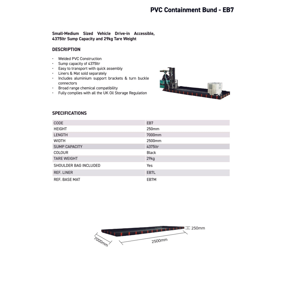 EB7 Portable Collapsible Containment Bund  - 7000x2500x250mm Portable Collapsible > Bund > Spill Containment > Spill Control > Romold > One Stop For Safety   