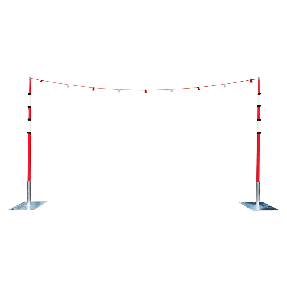 GS6 Guardian Goalpost Barrier Kit 1 with Red & White Poles, Steel Bases & Bunting  One Stop For Safety   