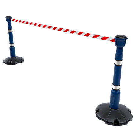 Skipper 9m Retractable Safety Barrier Complete Kit - Kit10 Retractable > Crowd Barrier > Tensa > Skipper One Stop For Safety Blue Red & White Chevron 