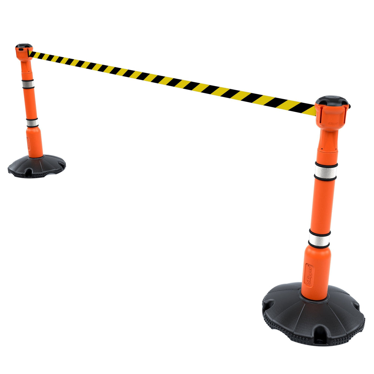 Skipper 9m Retractable Safety Barrier Complete Kit - Kit10 Retractable > Crowd Barrier > Tensa > Skipper One Stop For Safety Orange Black & Yellow Chevron 