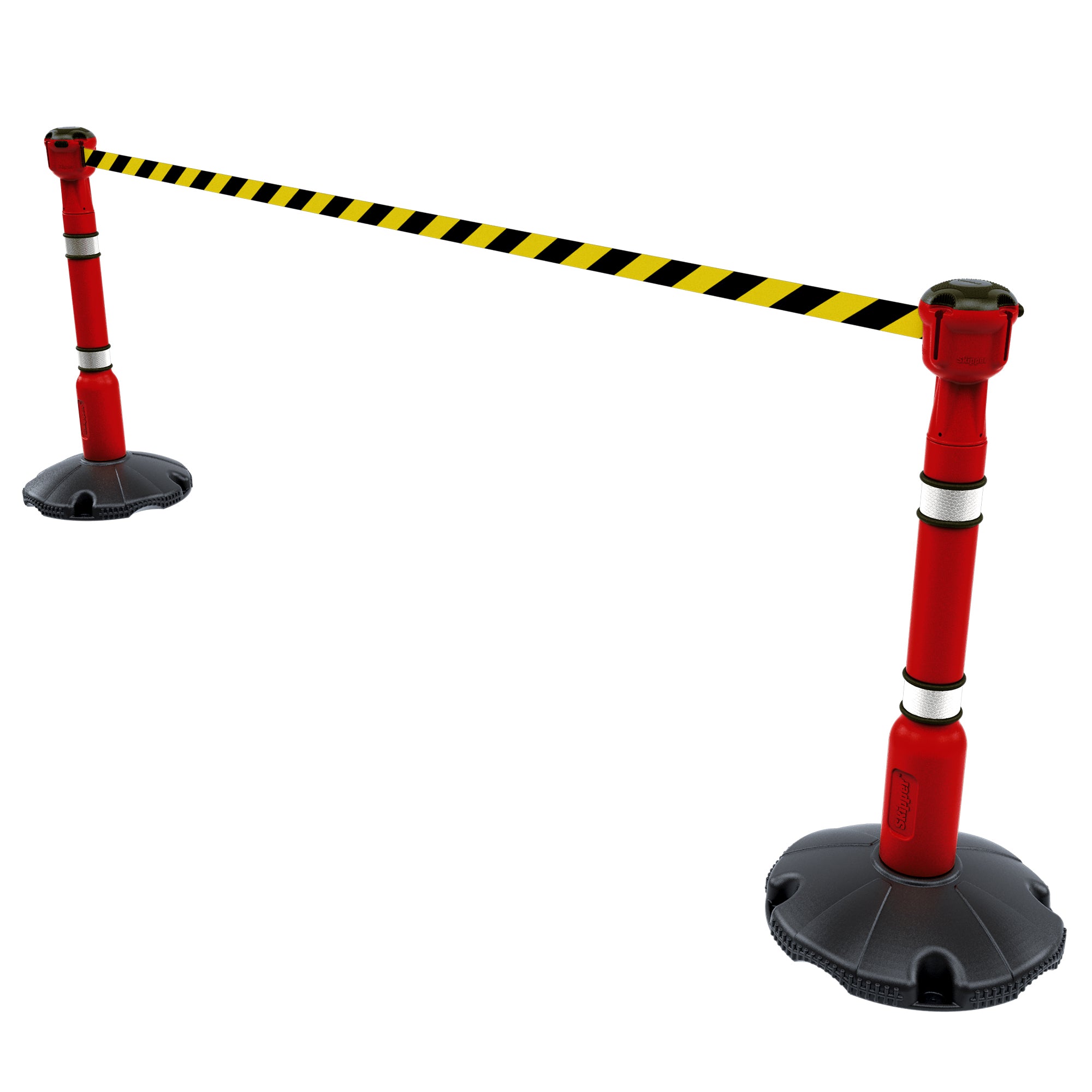 Skipper 9m Retractable Safety Barrier Complete Kit - Kit10 Retractable > Crowd Barrier > Tensa > Skipper One Stop For Safety Red Black & Yellow Chevron 