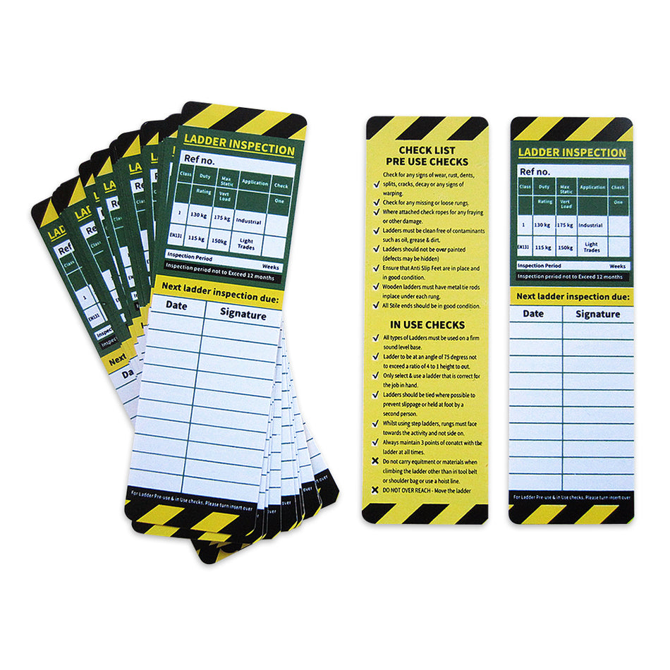 Ladder Check Inserts - 50 Double Sided Inserts Scaffold > Scaffold Inspection Kits > Tags > Holders One Stop For Safety   