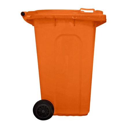 240 Litre Wheelie Bin with 2 Fitted Wheels & Handle Lid in Orange Cleaning > Hygiene > Maintenance > Janitorial > Wheelie Bins One Stop For Safety   