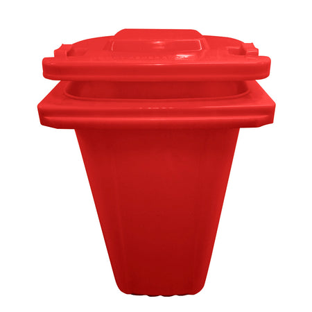 240 Litre Wheelie Bin with 2 Fitted Wheels & Handle Lid in Red Cleaning > Hygiene > Maintenance > Janitorial > Wheelie Bins One Stop For Safety   