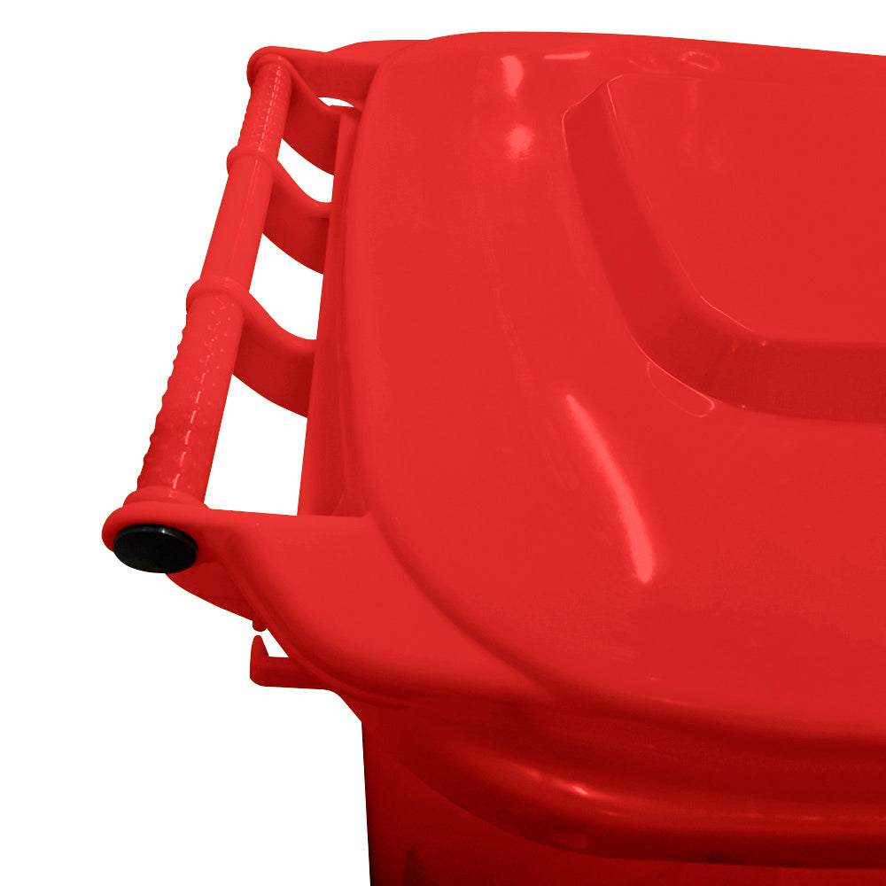 240 Litre Wheelie Bin with 2 Fitted Wheels & Handle Lid in Red Cleaning > Hygiene > Maintenance > Janitorial > Wheelie Bins One Stop For Safety   