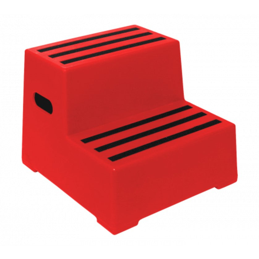 RW0102R Heavy Duty Premium Safety Steps in Red - 2 Step Premium Safety Steps > Manual Handling > Kick Steps One Stop For Safety   