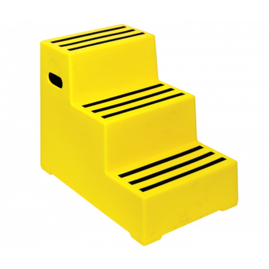 RW0103Y Heavy Duty Premium Safety Steps in Yellow - 3 Step Premium Safety Steps > Manual Handling > Kick Steps One Stop For Safety   