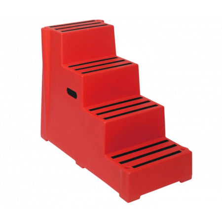 RW0104R Heavy Duty Premium Safety Steps in Red - 4 Step Premium Safety Steps > Manual Handling > Kick Steps One Stop For Safety   