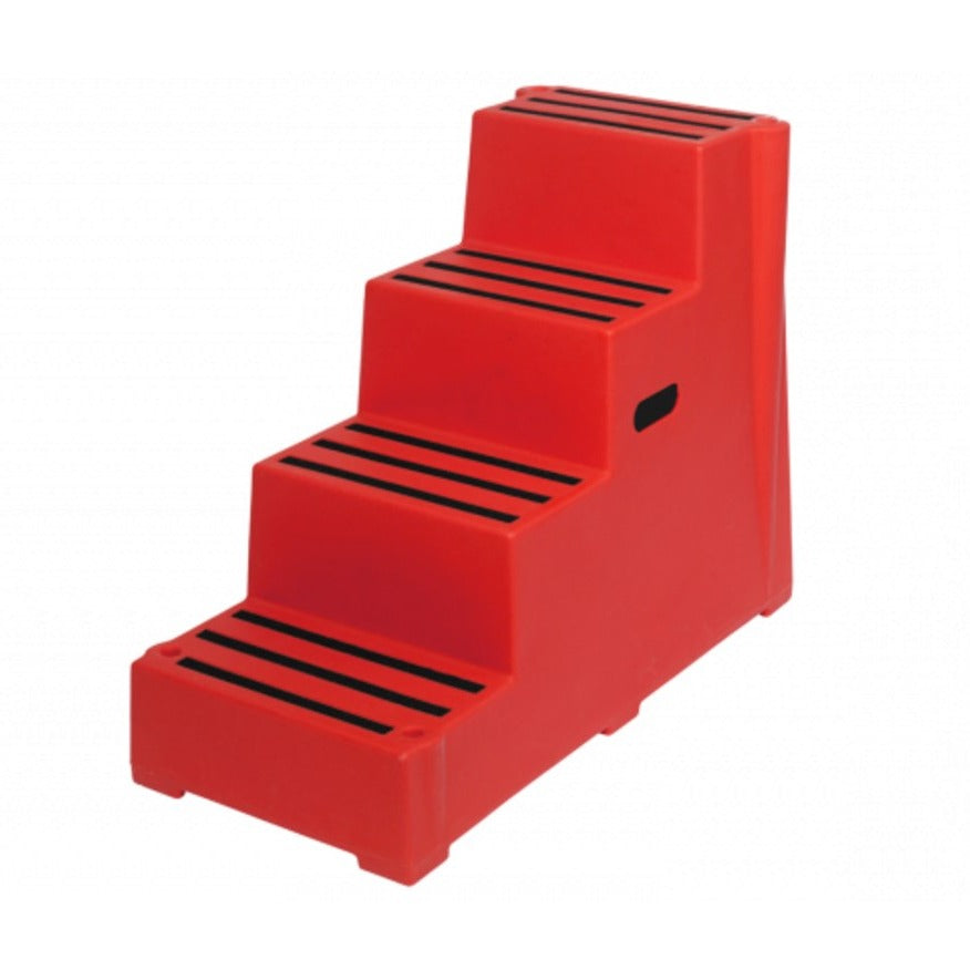 RW0104R Heavy Duty Premium Safety Steps in Red - 4 Step Premium Safety Steps > Manual Handling > Kick Steps One Stop For Safety   