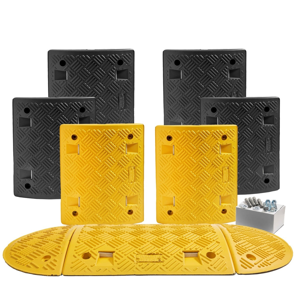 Speed Ramp in Yellow & Black with 75mm Heavy Duty Sections - 4m Complete Kit Speed Ramps > Speed Bumps > Sleeping Policeman > Car Park > Traffic > One Stop For Safety   