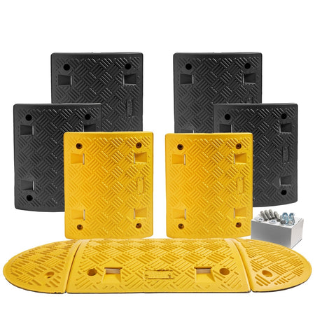 Speed Ramp in Yellow & Black with 75mm Heavy Duty Sections - 4m Complete Kit Speed Ramps > Speed Bumps > Sleeping Policeman > Car Park > Traffic > One Stop For Safety   