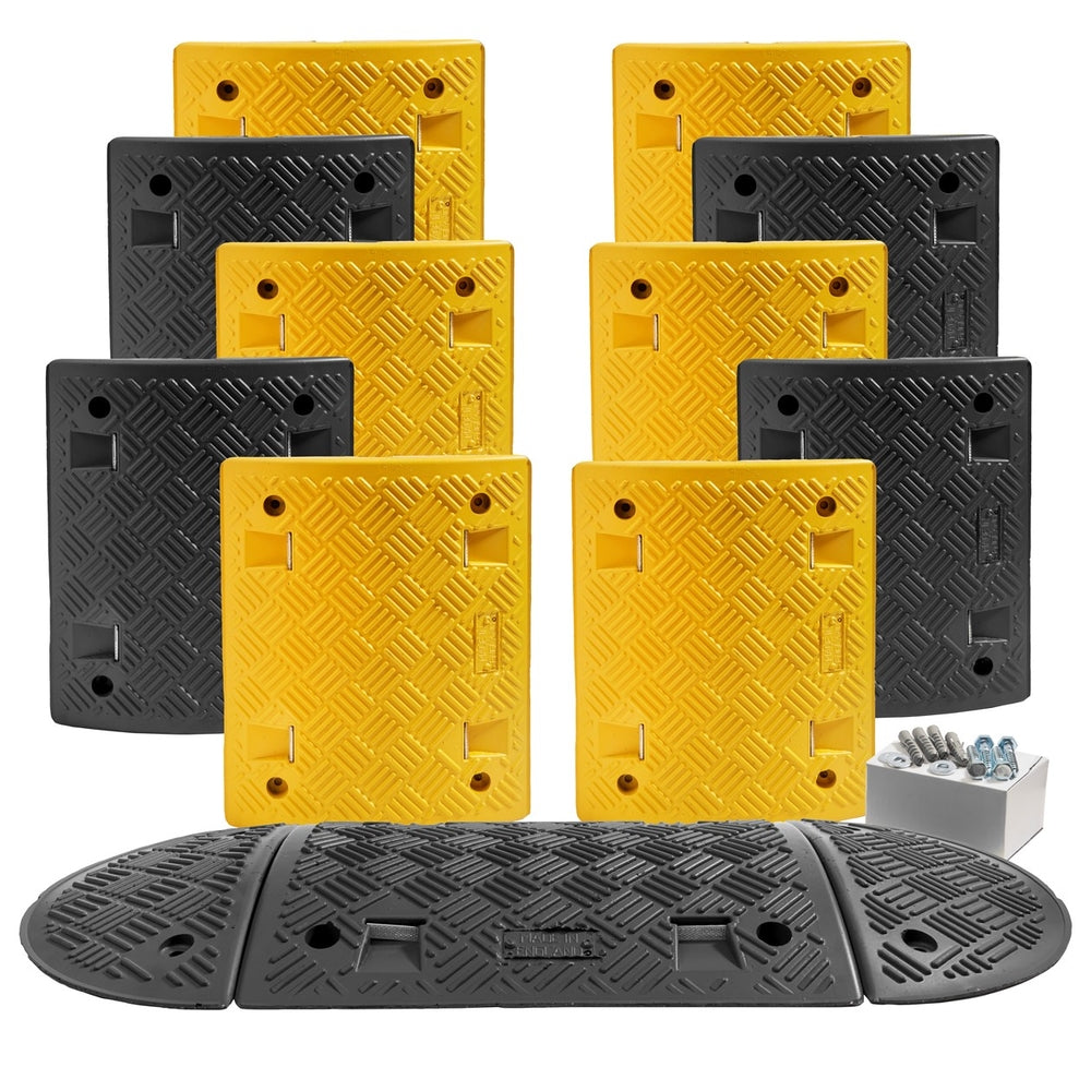 Speed Ramp in Yellow & Black with 75mm Heavy Duty Sections - 6m Complete Kit Speed Ramps > Speed Bumps > Sleeping Policeman > Car Park > Traffic > One Stop For Safety   