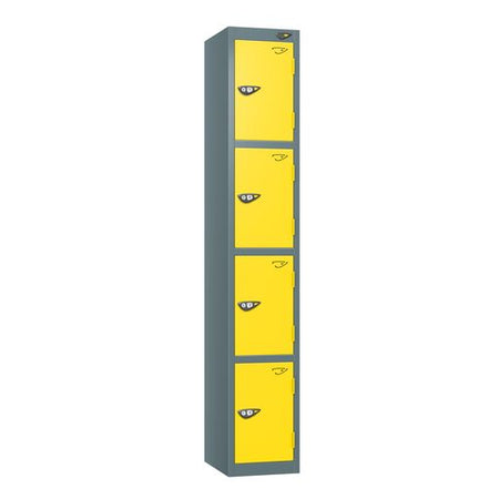 PURE SCHOOL LOCKERS WITH SLATE GREY BODY - LEMON YELLOW 4 DOOR Storage Lockers > Lockers > Cabinets > Storage > Pure > One Stop For Safety   