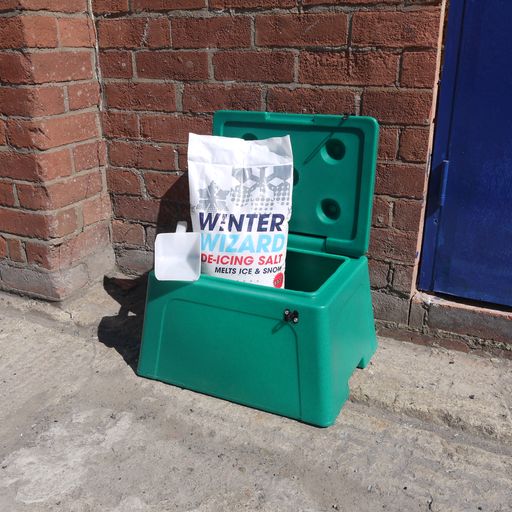 30 Litre Domestic & Residential Grit Bin in Green with 10kg De-Icing Salt & Scoop Grit Bin > Winter > De-Icing Salt One Stop For Safety   