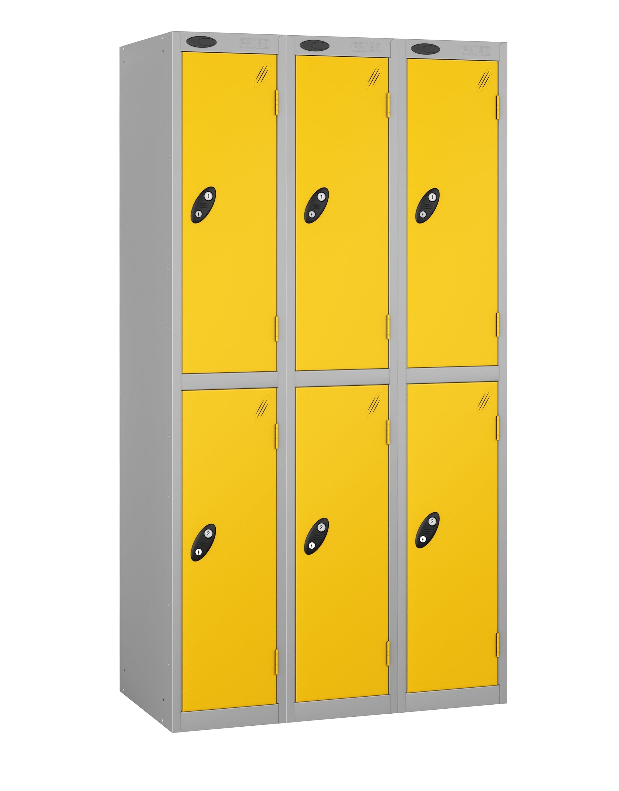 PROBELOW LOW LEVEL 3 NEST STEEL LOCKERS - ROYAL YELLOW 2 DOOR Storage Lockers > Lockers > Cabinets > Storage > Probe > One Stop For Safety   