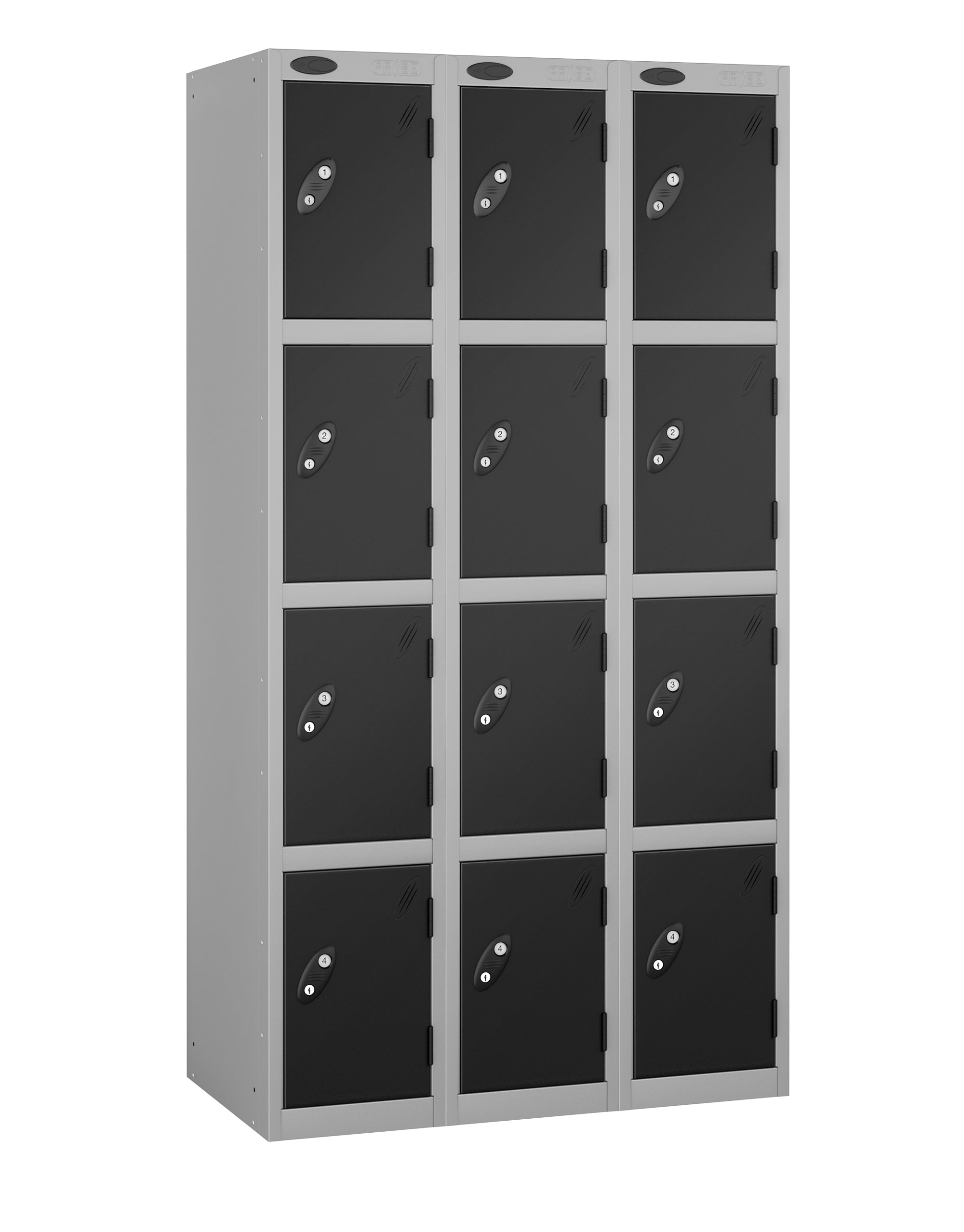 PROBEBOX STANDARD 3 NEST STEEL LOCKERS - JET BLACK 4 DOOR Storage Lockers > Lockers > Cabinets > Storage > Probe > One Stop For Safety   