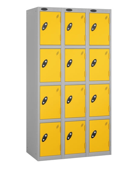 PROBEBOX STANDARD 3 NEST STEEL LOCKERS - ROYAL YELLOW 4 DOOR Storage Lockers > Lockers > Cabinets > Storage > Probe > One Stop For Safety   