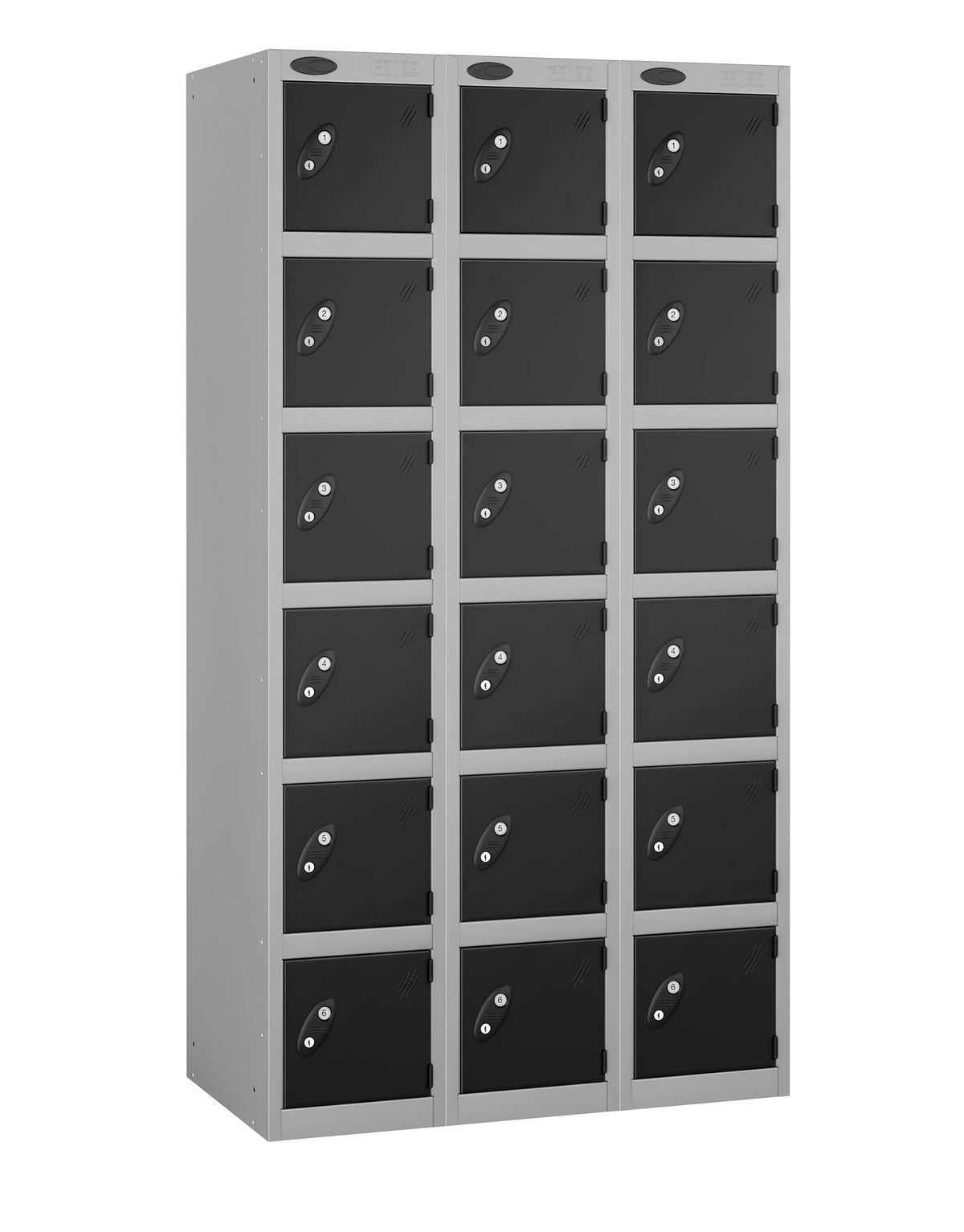 PROBEBOX STANDARD 3 NEST STEEL LOCKERS - JET BLACK 6 DOOR Storage Lockers > Lockers > Cabinets > Storage > Probe > One Stop For Safety   