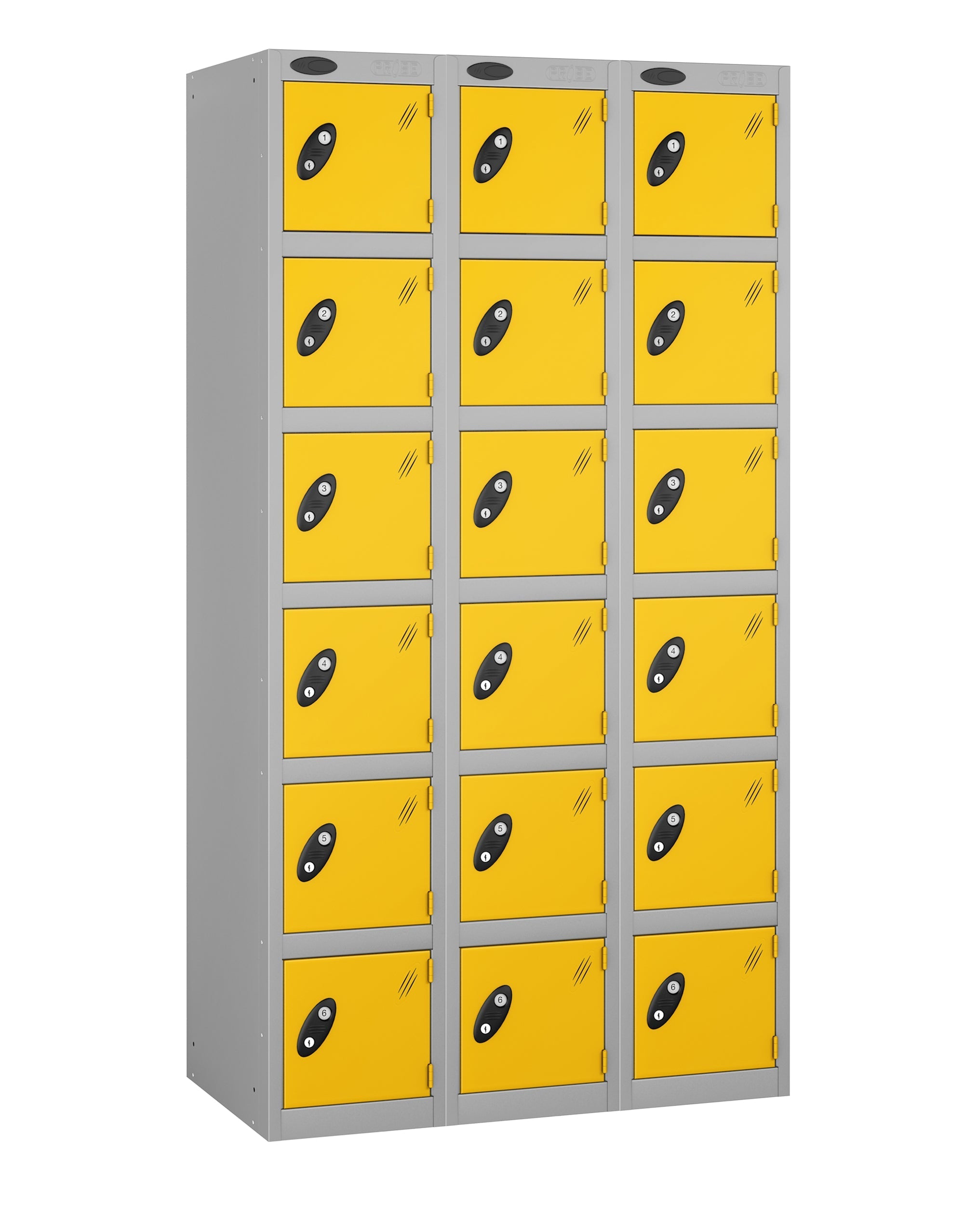 PROBEBOX STANDARD 3 NEST STEEL LOCKERS - ROYAL YELLOW 6 DOOR Storage Lockers > Lockers > Cabinets > Storage > Probe > One Stop For Safety   