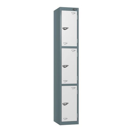 PURE SCHOOL LOCKERS WITH SLATE GREY BODY - ARCTIC WHITE 3 DOOR Storage Lockers > Lockers > Cabinets > Storage > Pure > One Stop For Safety   
