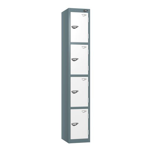 PURE SCHOOL LOCKERS WITH SLATE GREY BODY - ARCTIC WHITE 4 DOOR Storage Lockers > Lockers > Cabinets > Storage > Pure > One Stop For Safety   