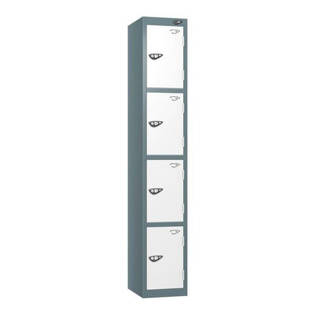 PURE SCHOOL LOCKERS WITH SLATE GREY BODY - ARCTIC WHITE 4 DOOR Storage Lockers > Lockers > Cabinets > Storage > Pure > One Stop For Safety   