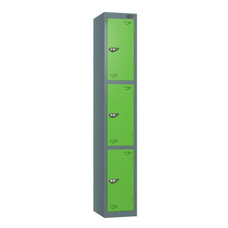 PURE SCHOOL LOCKERS WITH SLATE GREY BODY - FOREST GREEN 3 DOOR Storage Lockers > Lockers > Cabinets > Storage > Pure > One Stop For Safety   