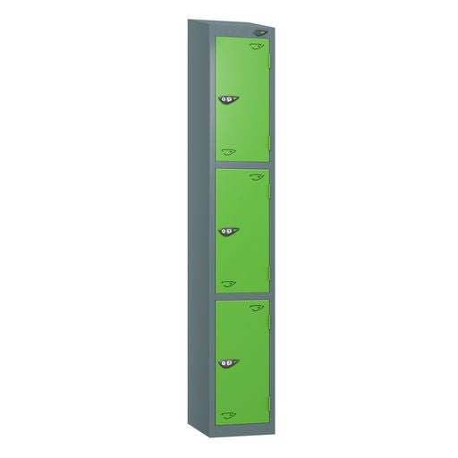 PURE SCHOOL LOCKERS WITH SLATE GREY BODY - FOREST GREEN 3 DOOR Storage Lockers > Lockers > Cabinets > Storage > Pure > One Stop For Safety   