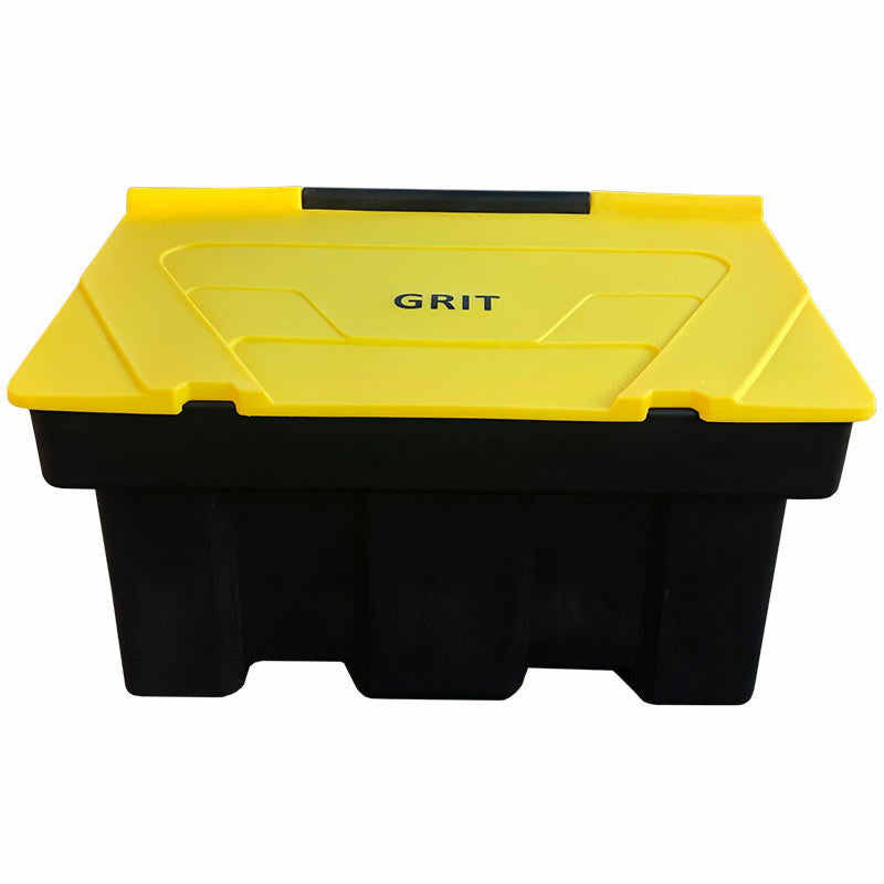 Pallet of 14 Budget 200 Litre Heavy Duty Stackable Grit Bin in Black with Yellow Hinged Lid Grit Bin > Winter > De-Icing Salt One Stop For Safety   