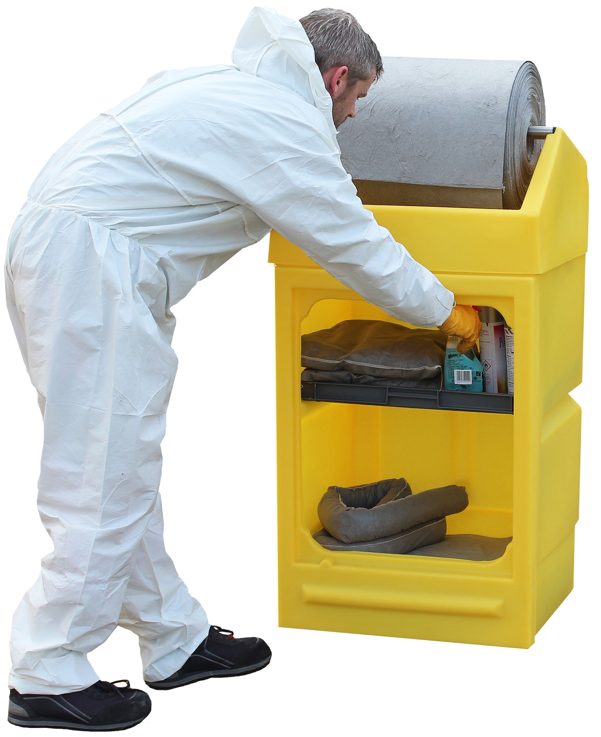PDS Poly Dispensing Storage Cabinet with Removable Shelf, Roll Holder & Open Front - 980mm High Spill Cabinet > Coshh > Spill Containment > Spill Control > Romold > One Stop For Safety   