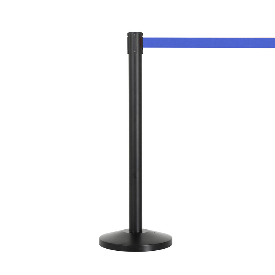 Queueline Pro Retractable Matt Black Belt Barrier with 2m Blue Webbing - Set of 2 Retractable > Crowd Barrier > Tensa > Skipper One Stop For Safety   