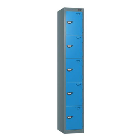 PURE SCHOOL LOCKERS WITH SLATE GREY BODY - COBALT BLUE 5 DOOR Storage Lockers > Lockers > Cabinets > Storage > Pure > One Stop For Safety   