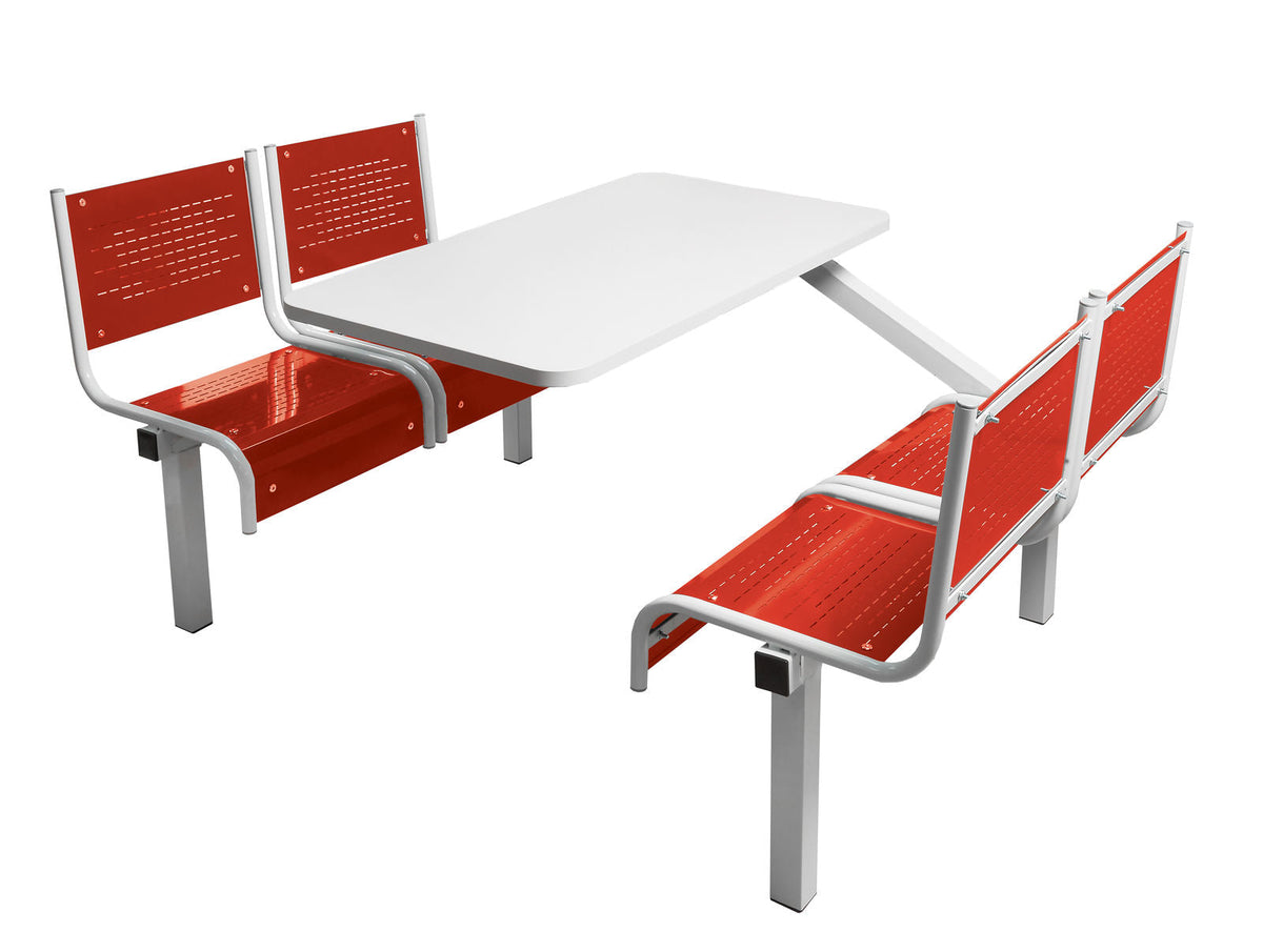 Spectrum 4 Seater Canteen Furniture Single Entry with Red Seats Canteen Furniture > Seating > Tables > QMP One Stop For Safety   