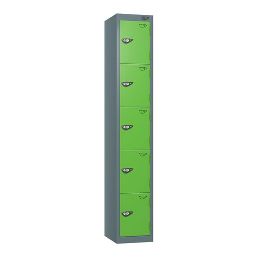 PURE SCHOOL LOCKERS WITH SLATE GREY BODY - FOREST GREEN 5 DOOR Storage Lockers > Lockers > Cabinets > Storage > Pure > One Stop For Safety   