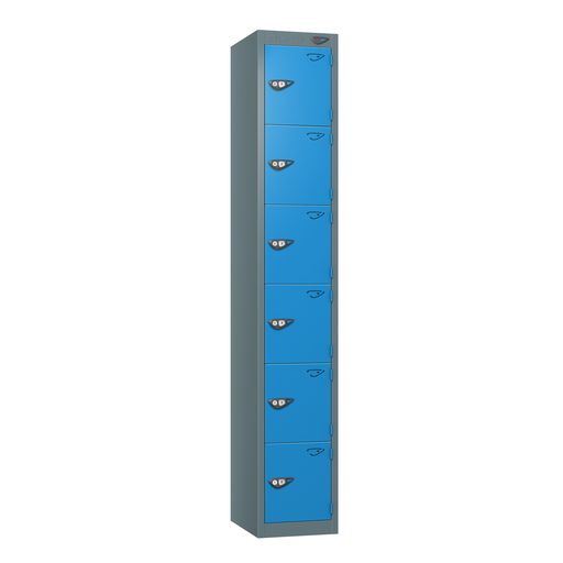 PURE SCHOOL LOCKERS WITH SLATE GREY BODY - COBALT BLUE 6 DOOR Storage Lockers > Lockers > Cabinets > Storage > Pure > One Stop For Safety   