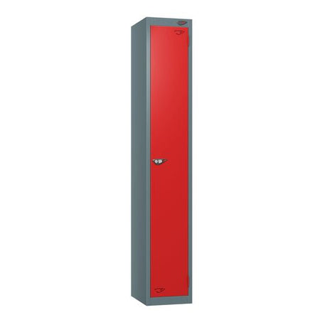 PURE SCHOOL LOCKERS WITH SLATE GREY BODY - FLAME RED 1 DOOR Storage Lockers > Lockers > Cabinets > Storage > Pure > One Stop For Safety   