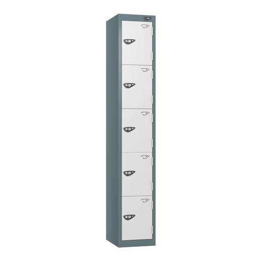 PURE SCHOOL LOCKERS WITH SLATE GREY BODY - ARCTIC WHITE 5 DOOR Storage Lockers > Lockers > Cabinets > Storage > Pure > One Stop For Safety   